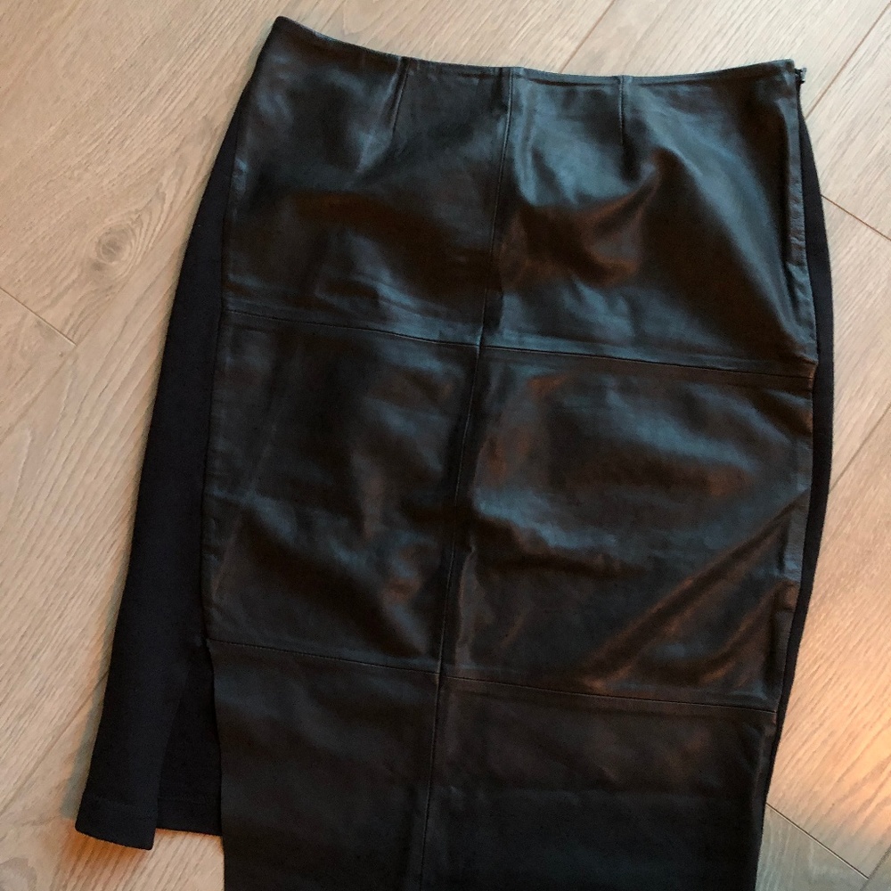 Trouve Black Leather Asymmetrical Skirt Side Zip